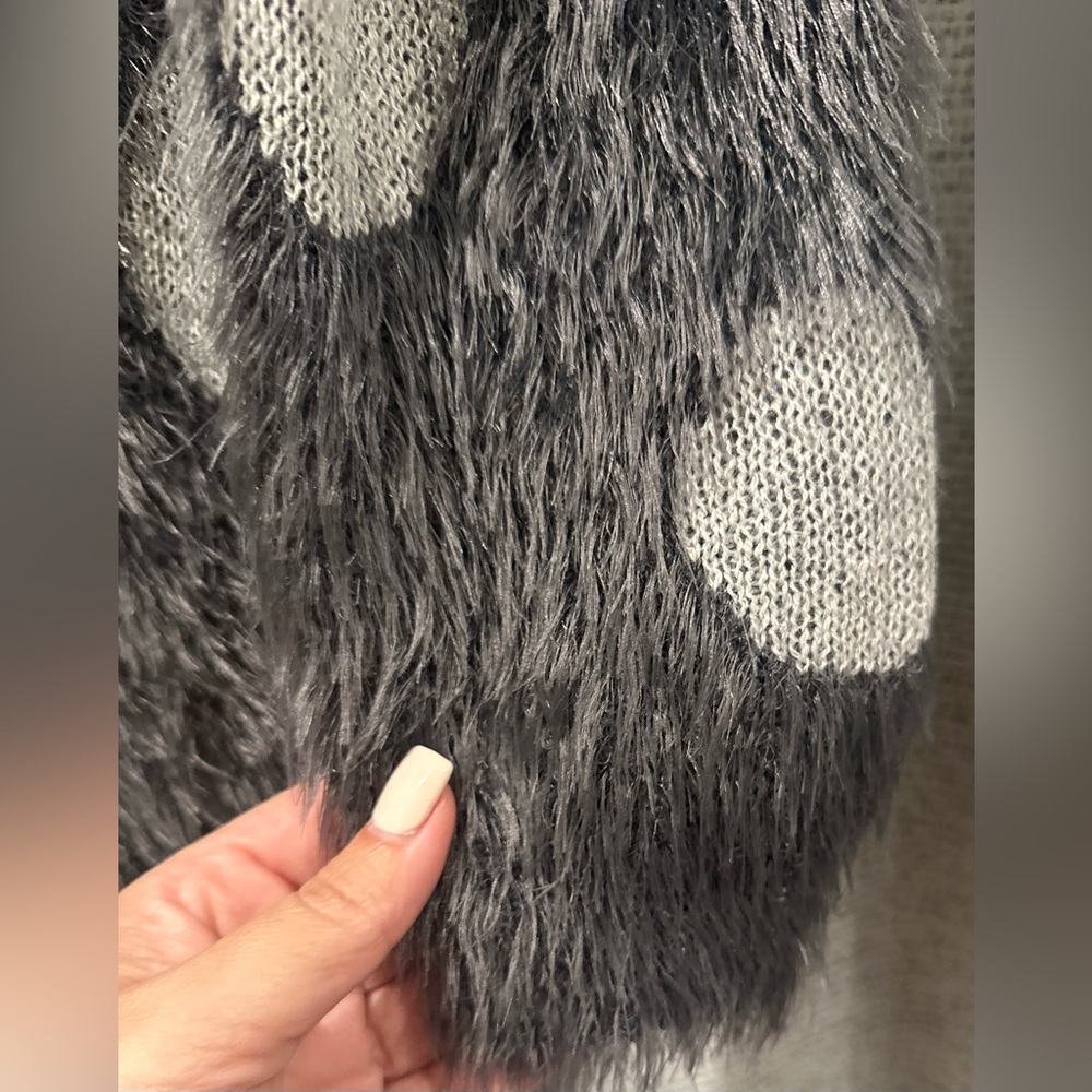 NWT Women’s Joseph A. Eyelash Sweater Crew Charcoal Dot Fuzzy Soft Pullover XL. - Picture 5 of 7